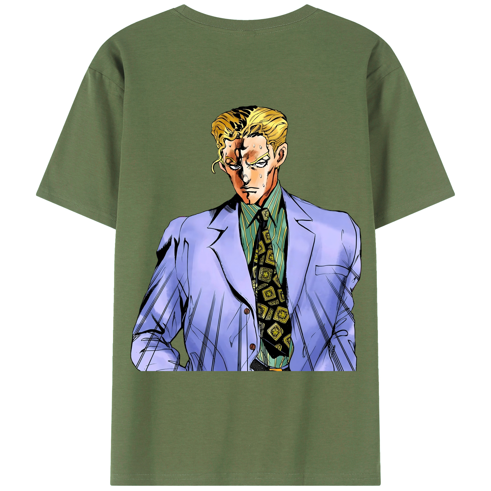 （画像用） ジョジョの奇妙な冒険 きら よしかげ JoJo's Bizarre Adventure Kira Yoshikage 綿100％ メンズ半袖Tシャツ（バックプリント） 通気性